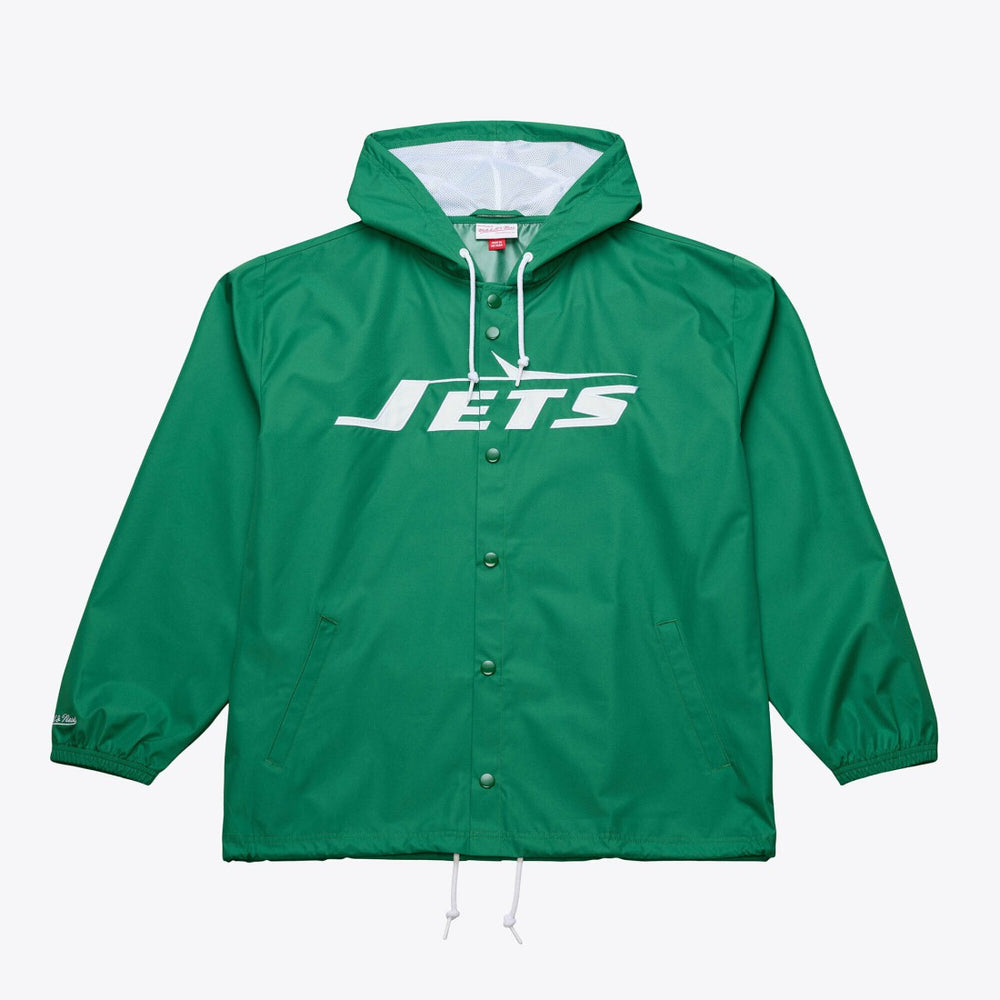 New York Jets Mitchell & Ness Coaches Full-Snap Hooded Windbreaker Jacket