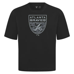 Atlanta Braves Levelwear Oversized Luxe Signature Knit Buckler T-Shirt | MLB Discount