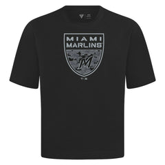 Miami Marlins Levelwear Oversized Luxe Signature Knit Buckler T-Shirt | MLB Shop