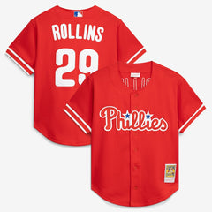 Jimmy Rollins Philadelphia Phillies Mitchell & Ness Cooperstown Mesh Batting Practice Button-Up Jersey | MLB On Sale