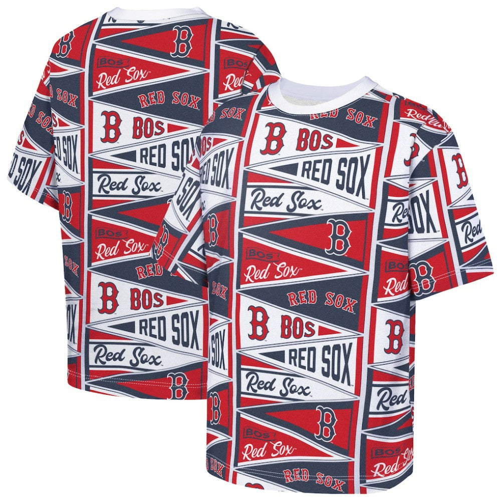 Boston Red Sox Outerstuff Youth All-Over Pennant T-Shirt | MLB New