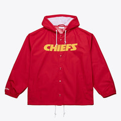 Kansas City Chiefs Mitchell & Ness Coaches Full-Snap Hooded Windbreaker Jacket