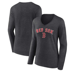 Boston Red Sox Women's Team Lockup Long Sleeve V-Neck T-Shirt | MLB US