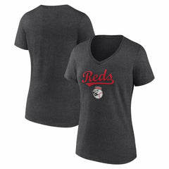 Cincinnati Reds Women's Team Lockup V-Neck T-Shirt | MLB Sale