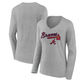 Atlanta Braves Women's Team Lockup Long Sleeve V-Neck T-Shirt | MLB For sale