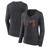 Detroit Tigers Women's Team Lockup Long Sleeve V-Neck T-Shirt | MLB Online