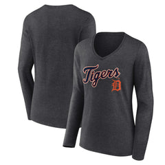 Detroit Tigers Women's Team Lockup Long Sleeve V-Neck T-Shirt | MLB Online