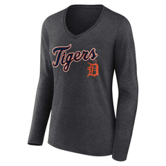 Detroit Tigers Women's Team Lockup Long Sleeve V-Neck T-Shirt | MLB Online