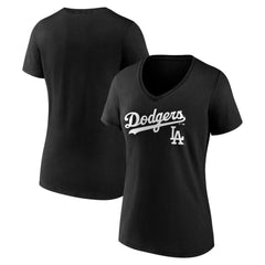 Los Angeles Dodgers Women's Team Lockup V-Neck T-Shirt | MLB Discount
