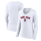 Boston Red Sox Women's Team Lockup Long Sleeve V-Neck T-Shirt | MLB Outlet