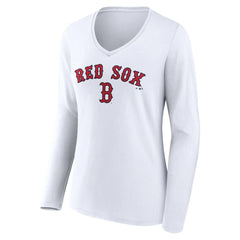 Boston Red Sox Women's Team Lockup Long Sleeve V-Neck T-Shirt | MLB Outlet