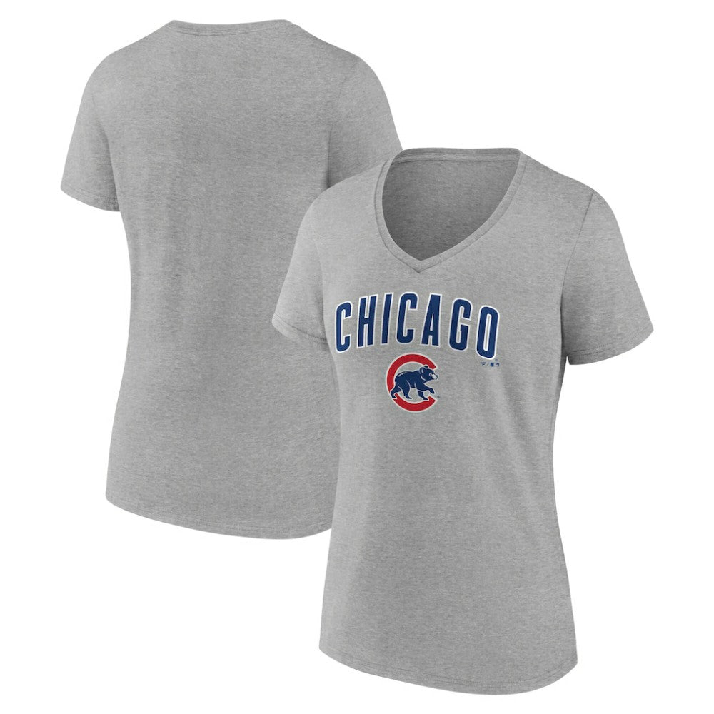 Chicago Cubs Women's Team Lockup V-Neck T-Shirt | MLB On Sale