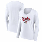 Cincinnati Reds Women's Team Lockup Long Sleeve V-Neck T-Shirt | MLB Near me
