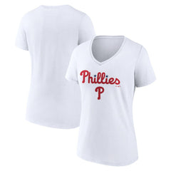 Philadelphia Phillies Women's Team Lockup V-Neck T-Shirt | MLB Sale
