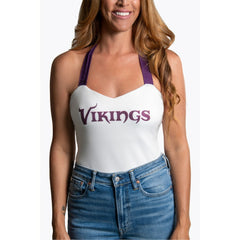 Minnesota Vikings Cuce Women's Rhinestone Semi-Cropped Halter Tank