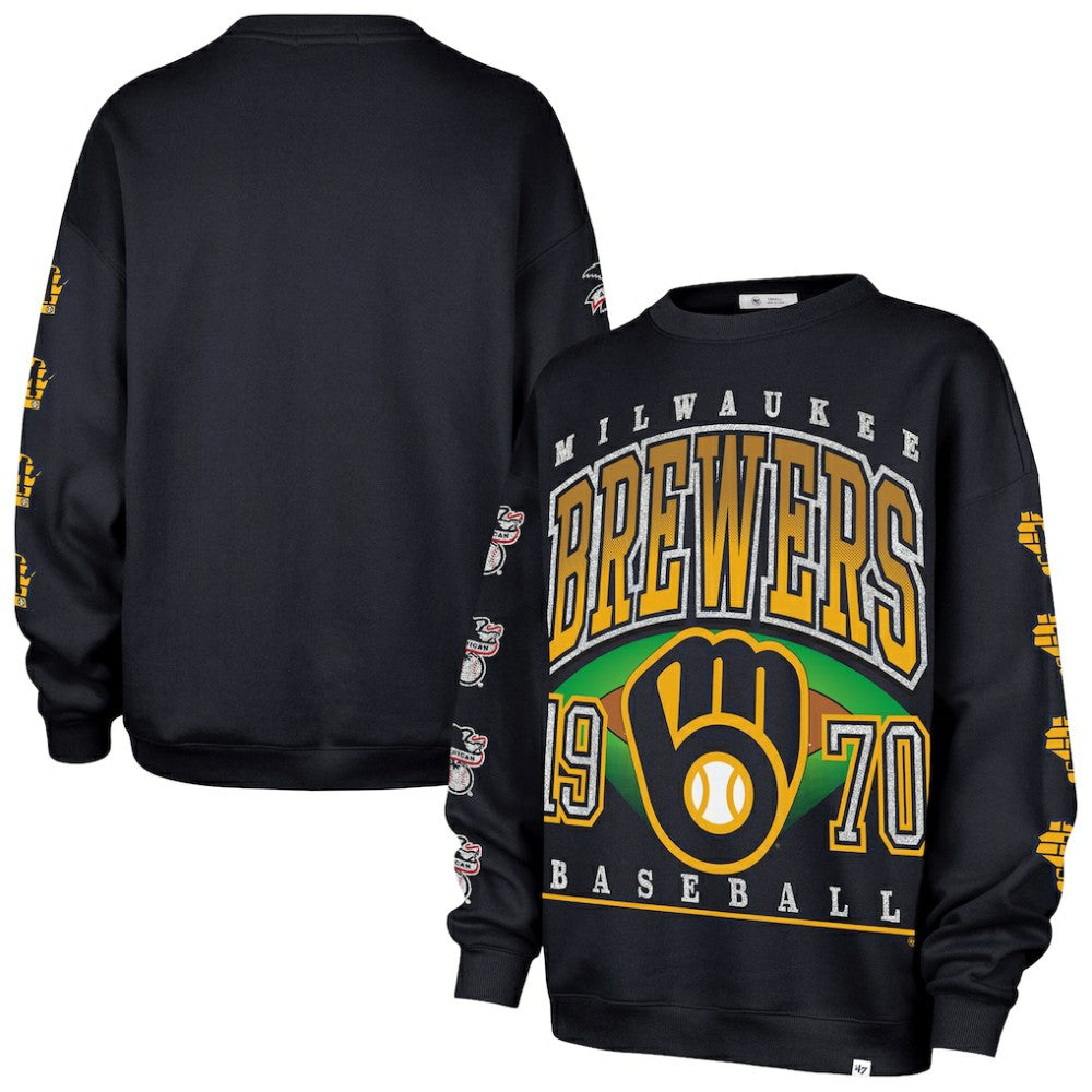 Milwaukee Brewers '47 Women's Trendy Team Go Big Oversized Sweatshirt | MLB New
