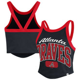 Atlanta Braves '47 Women's Trendy Team Rally Sporty Cropped Racerback Tank Top | MLB For sale