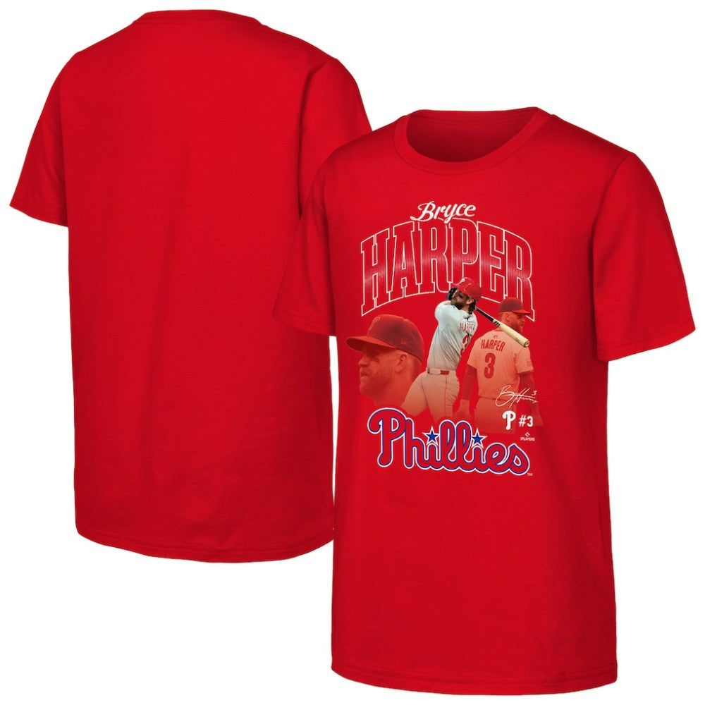 Bryce Harper Philadelphia Phillies Outerstuff Youth Triple Player Graphic T-Shirt | MLB New