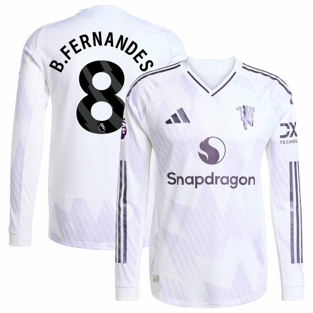 Bruno Fernandes Manchester United 2025/26 Away Long Sleeve Player Jersey White - Adidas