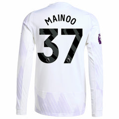 Kobbie Mainoo Manchester United 2025/26 Away Long Sleeve Player Jersey White - Adidas