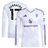 Alejandro Garnacho Manchester United 2025/26 Away Replica Long Sleeve Player Jersey White - Adidas