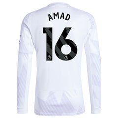 Amad Diallo Manchester United 2025/26 Away Replica Long Sleeve Player Jersey White - Adidas