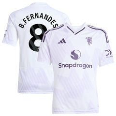 Bruno Fernandes Manchester United Youth 2025/26 Away Replica Player Jersey White - Adidas