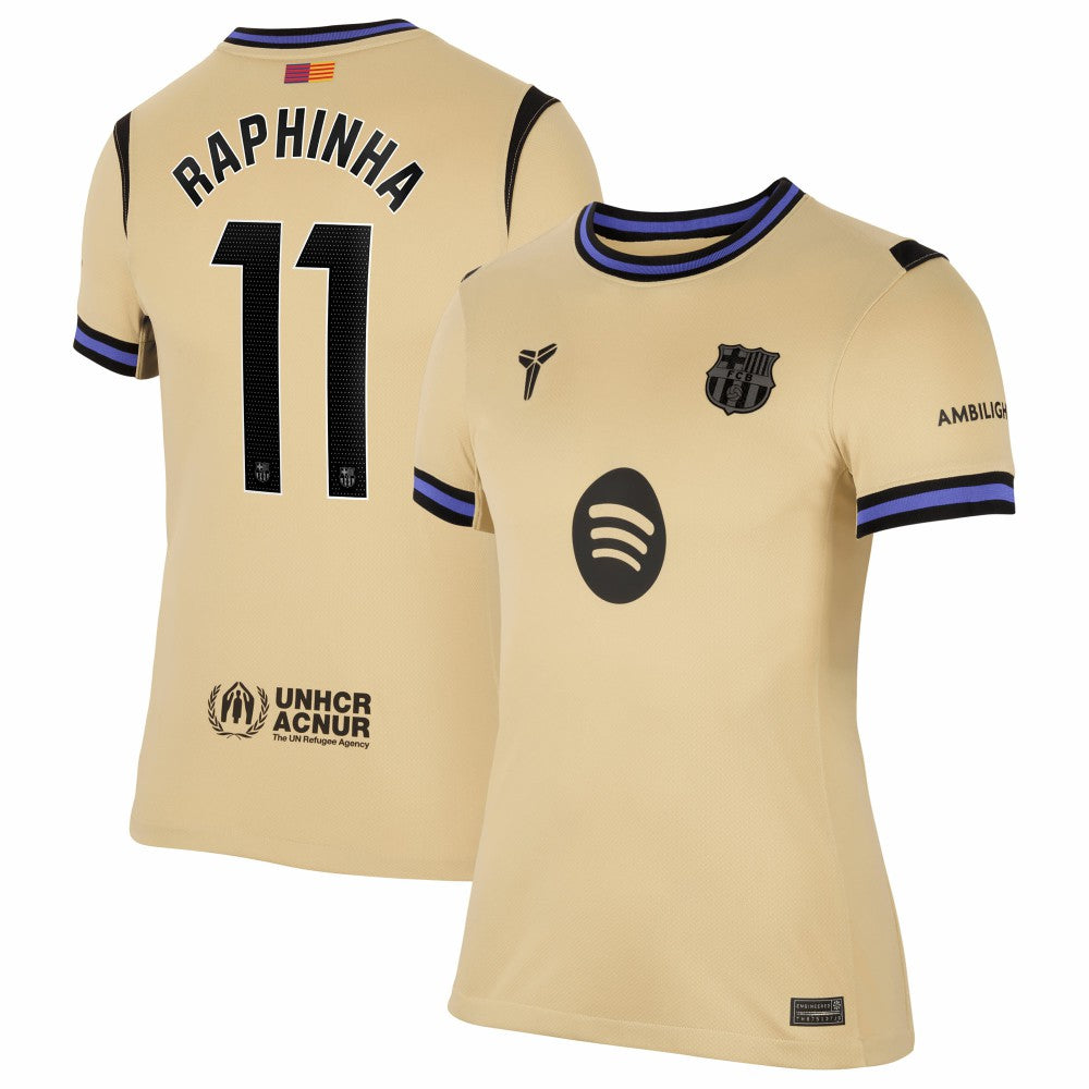 Raphinha Barcelona Women's 2025/26 Away Stadium Replica Jersey Gold - Nike
