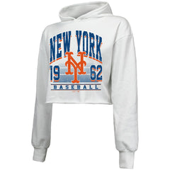 New York Mets Majestic Threads Women's Cropped Have A Field Day Tri-Blend Hoodie | MLB Online