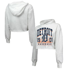 Detroit Tigers Majestic Threads Women's Cropped Have A Field Day Tri-Blend Hoodie | MLB On Sale
