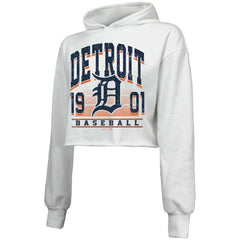 Detroit Tigers Majestic Threads Women's Cropped Have A Field Day Tri-Blend Hoodie | MLB On Sale