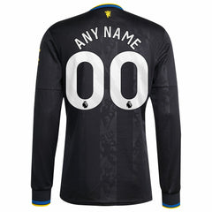 Manchester United 2025/26 Third Replica Long Sleeve Custom Jersey Black - Adidas