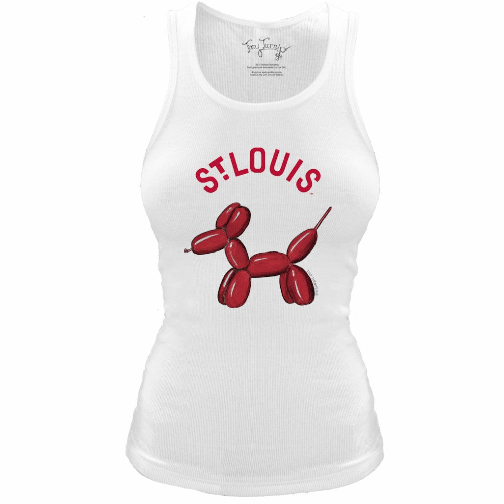 St. Louis Cardinals Tiny Turnip Women's Fitted Balloon Dog Tri-Blend Tank Top | MLB New