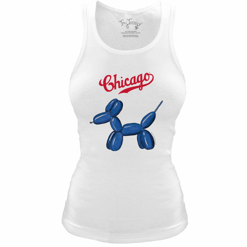 Chicago Cubs Tiny Turnip Women's Fitted Balloon Dog Tri-Blend Tank Top | MLB Discount