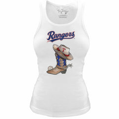 Texas Rangers Tiny Turnip Women's Fitted Vintage Cowboy Boot Tri-Blend Tank Top | MLB US