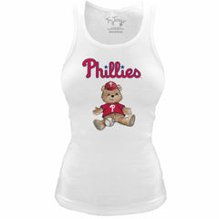 Philadelphia Phillies Tiny Turnip Women's Fitted Teddy Bear Tri-Blend Tank Top | MLB New