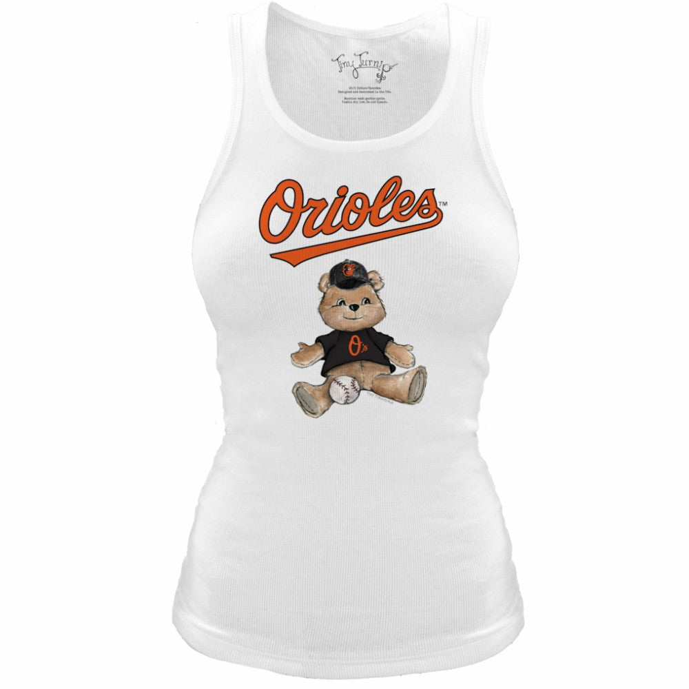 Baltimore Orioles Tiny Turnip Women's Fitted Teddy Bear Tri-Blend Tank Top | MLB New