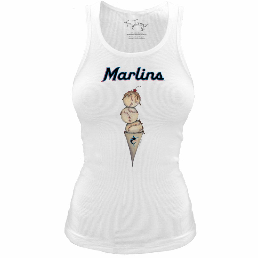 Miami Marlins Tiny Turnip Women's Fitted Triple Scoop Tri-Blend Tank Top | MLB Discount