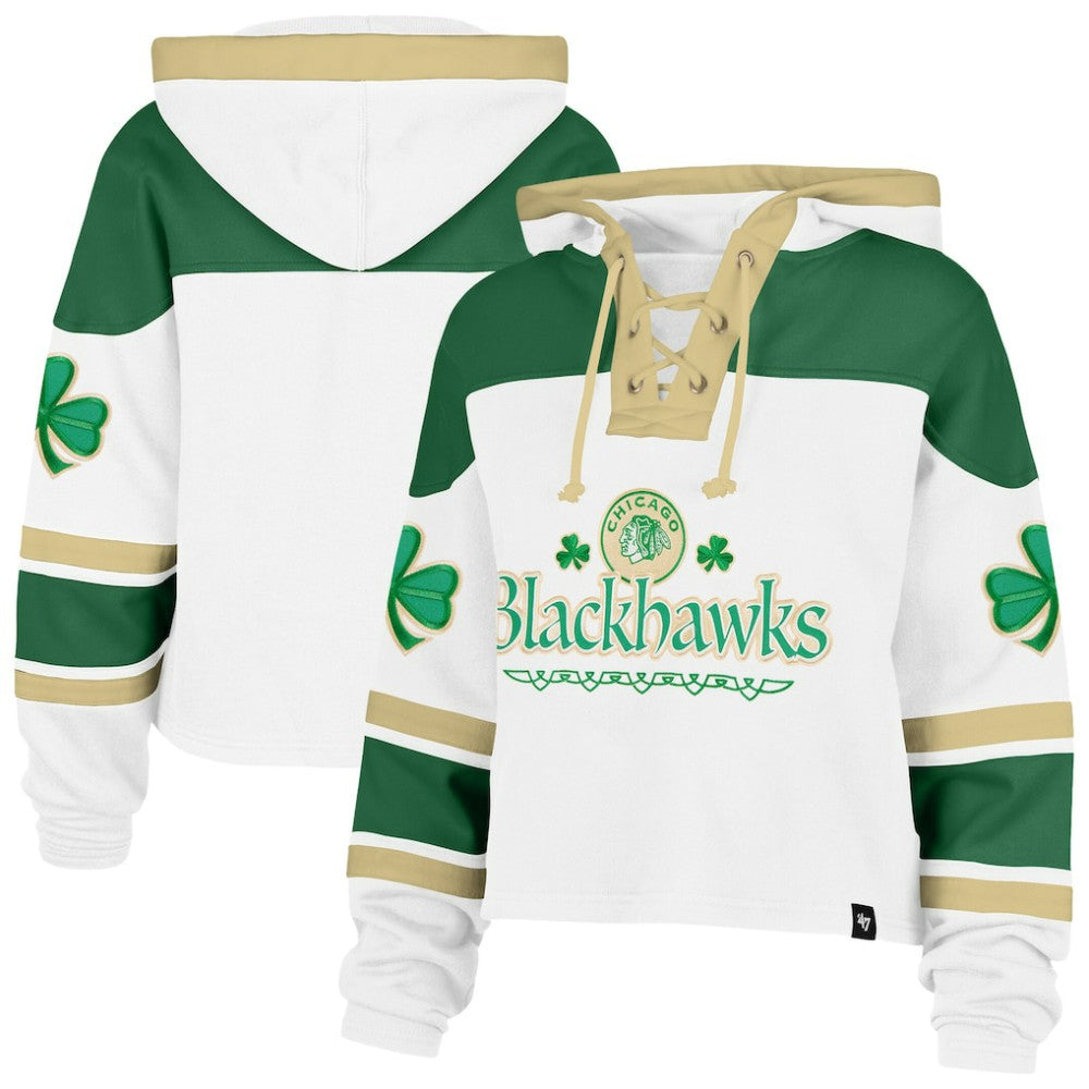 Chicago Blackhawks '47 Women's McLucky Cropped Lacer Hoodie On Sale