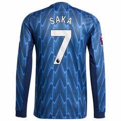 Bukayo Saka Arsenal 2025/26 Away Long Sleeve Player Jersey Blue - Adidas