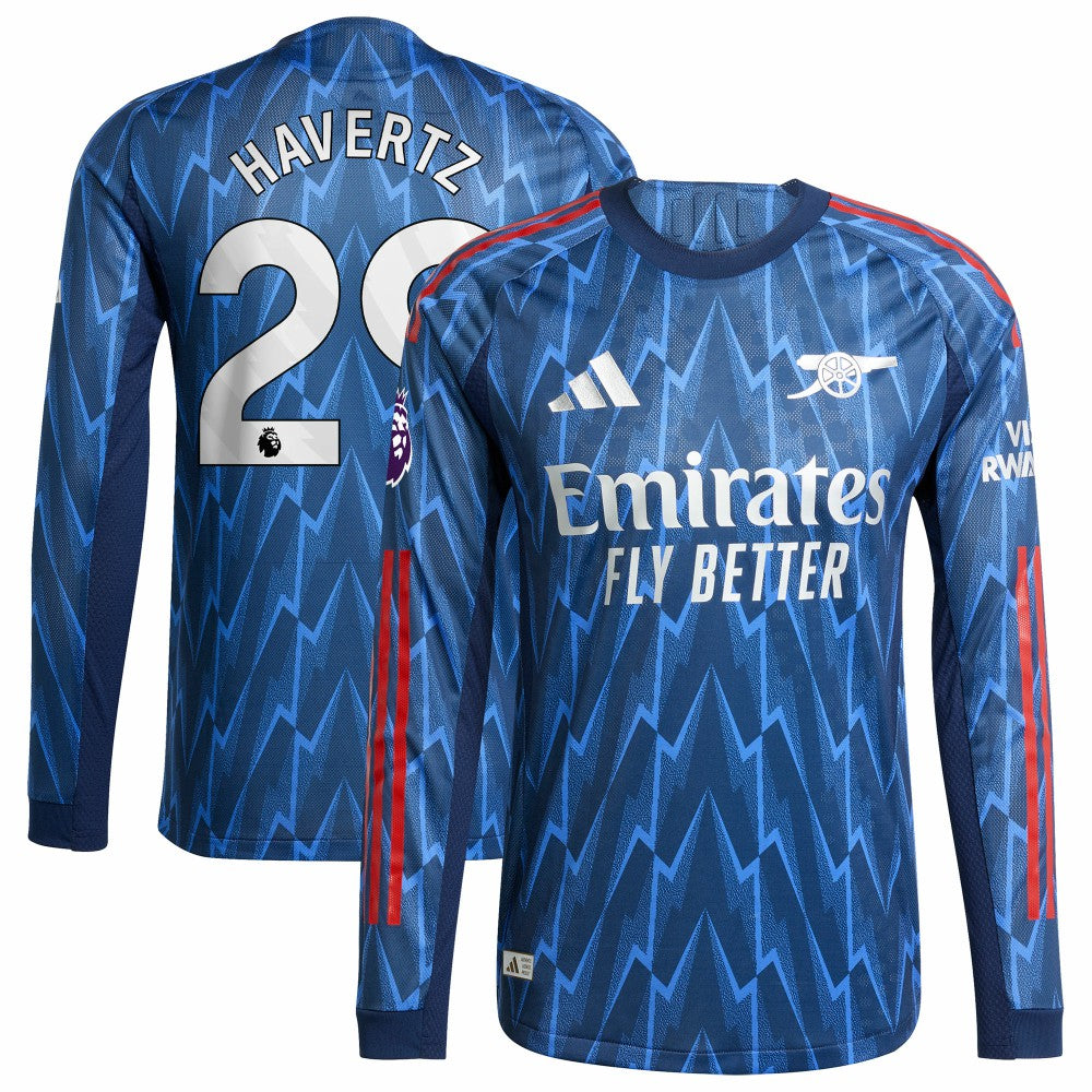 Kai Havertz Arsenal 2025/26 Away Long Sleeve Player Jersey Blue - Adidas