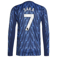 Bukayo Saka Arsenal 2025/26 Away Replica Long Sleeve Player Jersey Blue - Adidas