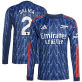 William Saliba Arsenal 2025/26 Away Replica Long Sleeve Player Jersey Blue - Adidas