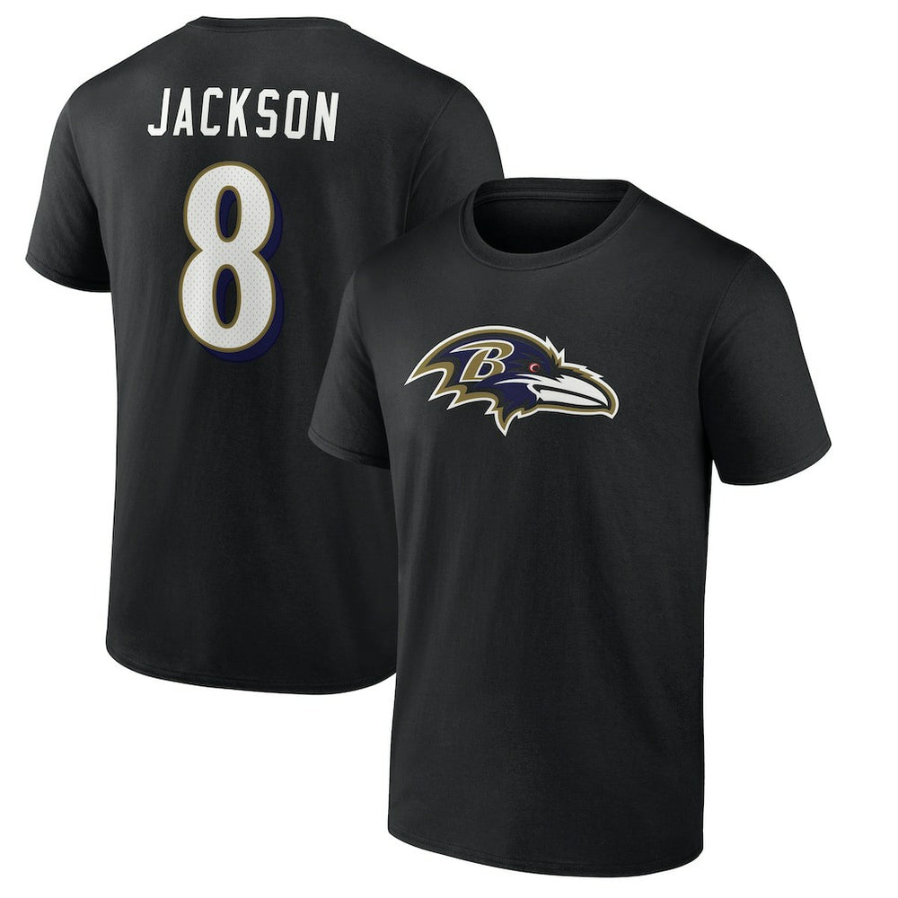 Baltimore Ravens Lamar Jackson Icon Name & Number T-Shirt