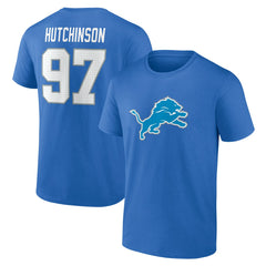Detroit Lions Aidan Hutchinson Icon Name & Number T-Shirt