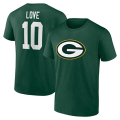 Green Bay Packers Jordan Love Icon Name & Number T-Shirt
