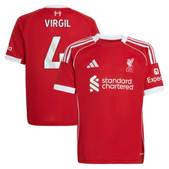 Virgil van Dijk Liverpool Youth 2025/26 Home Replica Jersey Red - Adidas