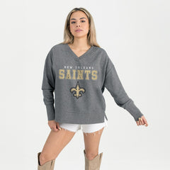 New Orleans Saints Gameday Couture Women's French Terry V-Neck Pullover Sweatshirt