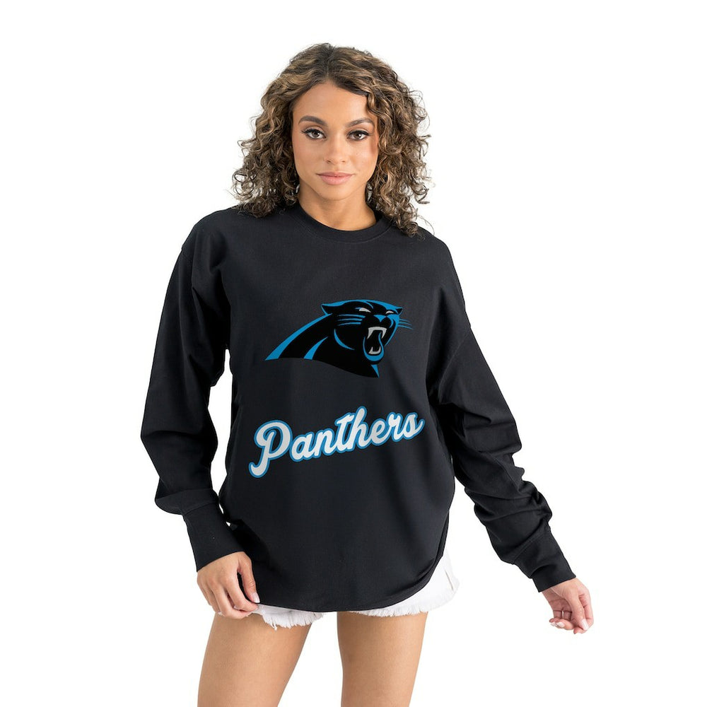 Carolina Panthers Gameday Couture Women's Oversized Long Sleeve T-Shirt