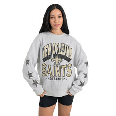 New Orleans Saints Gameday Couture Women's Resilience Relaxed Rhinestone Pullover Sweatshirt